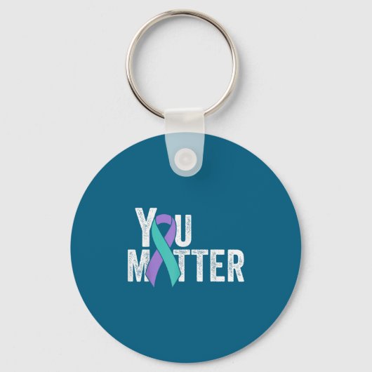 You Suicide Prevention Teal Purple Awareness Ribbo Sleutelhanger (Voorkant)