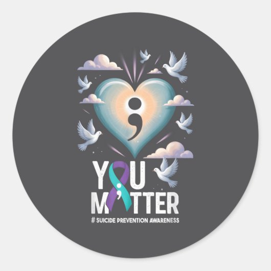 You Suicide Prevention Week Mental Health Awarenes Ronde Sticker (Voorkant)