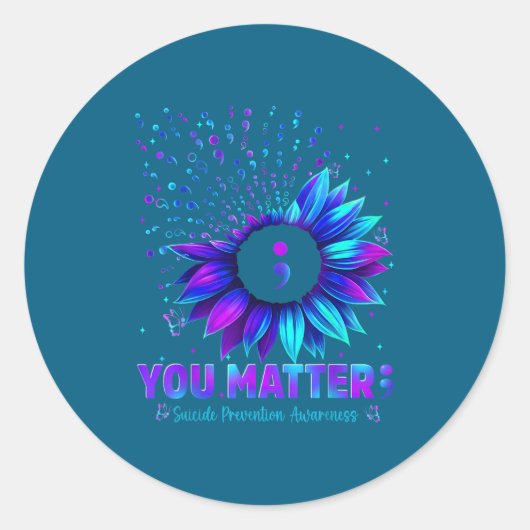 You Sunflower Suicide Prevention Awareness Men Wom Ronde Sticker (Voorkant)