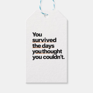 You Survived: Inspirerend overlevingscitaat afdruk Cadeaulabel