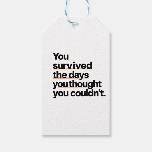 You Survived: Inspirerend overlevingscitaat afdruk Cadeaulabel (Voorkant)
