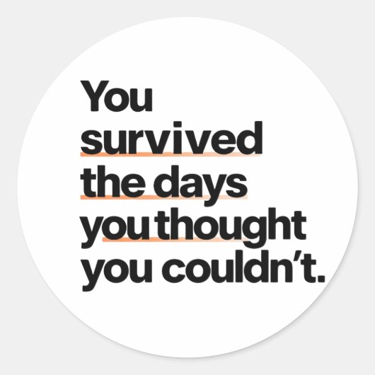 You Survived: Inspirerend overlevingscitaat afdruk Ronde Sticker (Voorkant)