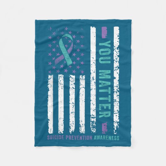 You Teal &amp; Purple Ribbon Suicide Prevention Aw Fleece Deken (Voorkant)