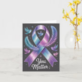 You Teal &amp; Purple Ribbon Suicide Prevention Aw Kaart (Gele Bloem)