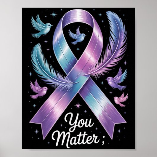 You Teal &amp; Purple Ribbon Suicide Prevention Aw Poster (Voorkant)