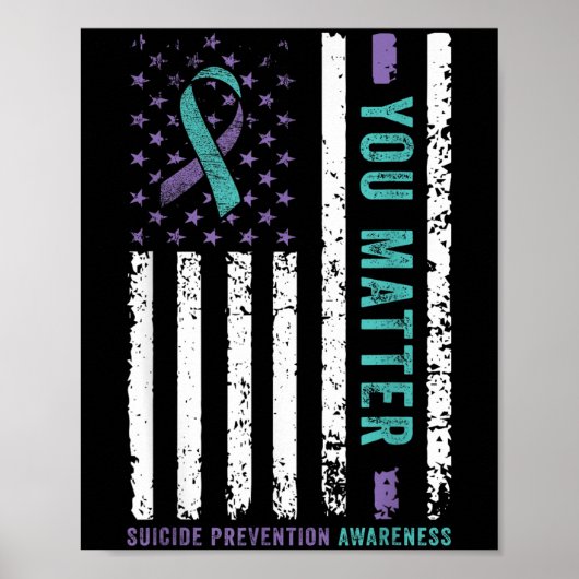 You Teal & Purple Ribbon Suicide Prevention Aw Poster (Voorkant)