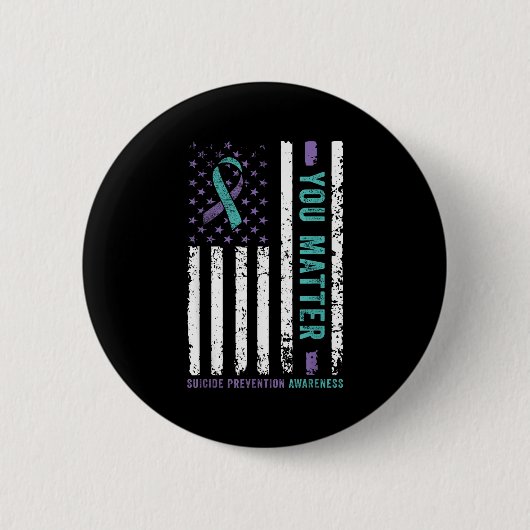 You Teal & Purple Ribbon Suicide Prevention Aw Ronde Button 5,7 Cm (Voorkant)