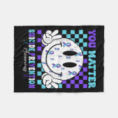 You Teal Purple Ribbon Suicide Prevention Awarenes Fleece Deken (Voorkant (Horizontaal))