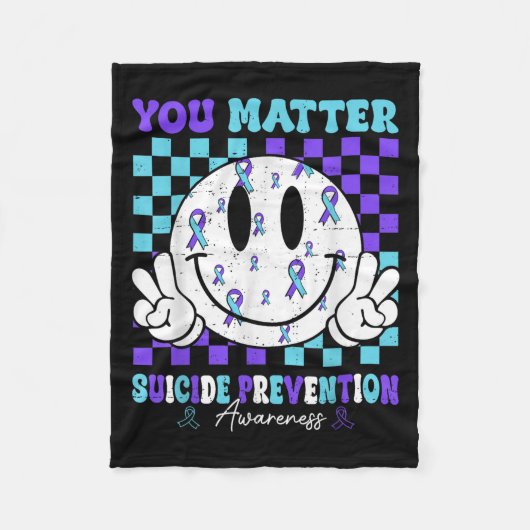 You Teal Purple Ribbon Suicide Prevention Awarenes Fleece Deken (Voorkant)