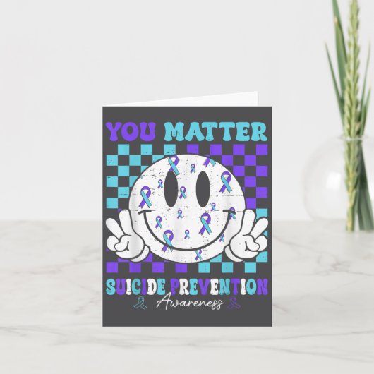 You Teal Purple Ribbon Suicide Prevention Awarenes Kaart (Voorkant)