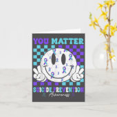 You Teal Purple Ribbon Suicide Prevention Awarenes Kaart (Gele Bloem)