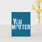 You Teal Purple Ribbon Suicide Prevention Awarenes Kaart (Gele Bloem)