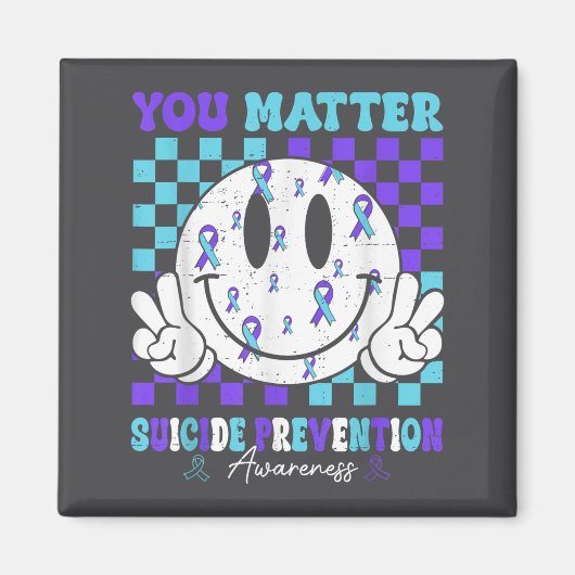You Teal Purple Ribbon Suicide Prevention Awarenes Magneet (Voorkant)