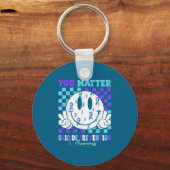 You Teal Purple Ribbon Suicide Prevention Awarenes Sleutelhanger (Voorkant)