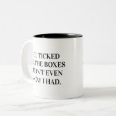 You Tick All The Boxes Husband Tweekleurige Koffiemok (Voorkant links)