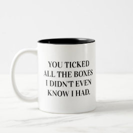 You Tick All The Boxes Husband Tweekleurige Koffiemok