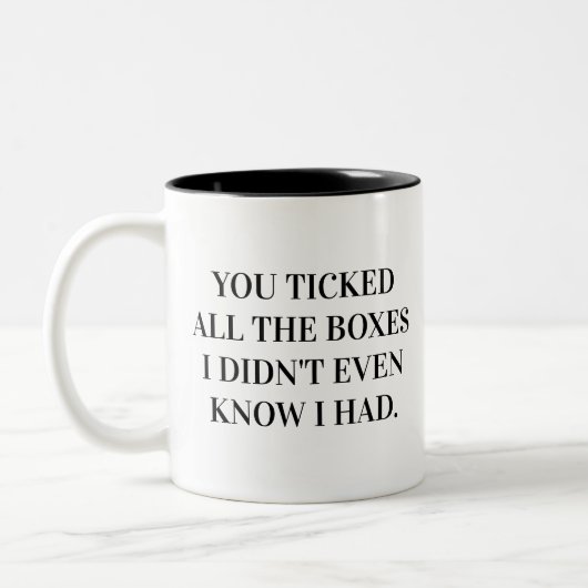 You Tick All The Boxes Husband Tweekleurige Koffiemok (Links)