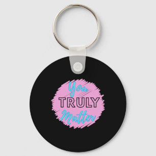 You True – Helder Hart Roze en Blauw Ontwerp Stoel Sleutelhanger
