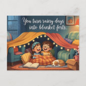 "You Turn Rainy Days into Blanket Forts" Cozy Kids Briefkaart (Voorkant)