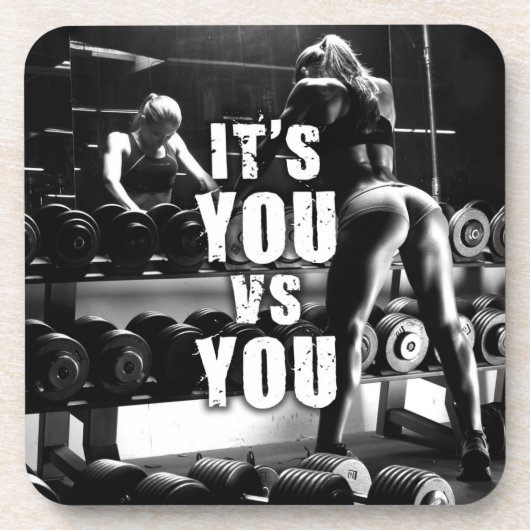 YOU vs YOU - Women's Workout Motivatie Drankjes Onderzetter (Voorkant)