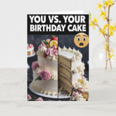 You vs. Your Birthday Cake - Grappige meme Verjaar Kaart (Gele Bloem)
