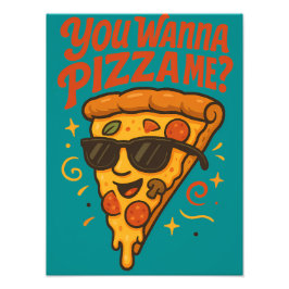 You Wanna Pizza Me Funny Retro Design Foto Afdruk