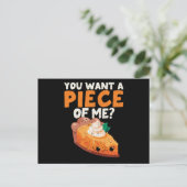You want a piece of me funny pumpkin pie briefkaart (Staand voorkant)