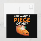 You want a piece of me funny pumpkin pie briefkaart (Voorkant / Achterkant)