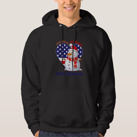 You Warm My Heart Team Snowman Heart Shaped US Fla Hoodie (Voorkant)
