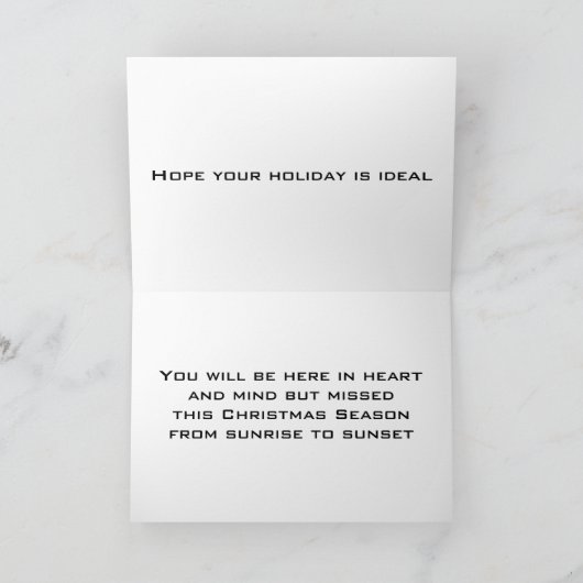 YOU WILL BE MISSED AT CHRISTMAS-SUNRISE BEACH FEESTDAGEN KAART (Binnen)