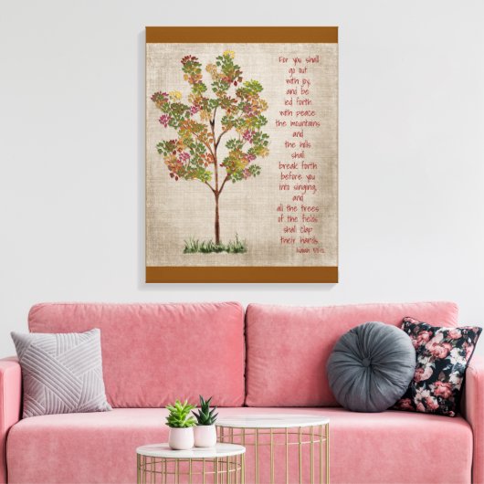 You will go out with Joy Isaiah 55 verse Canvas Afdruk (Insitu (Woonkamer))