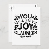 You Will Have Joy and Gladness Inspirational Quote Briefkaart (Voorkant / Achterkant)