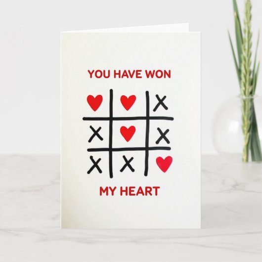 You Won My Heart Tic Tac Toe Card Kaart (Voorkant)