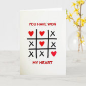 You Won My Heart Tic Tac Toe Card Kaart (Gele Bloem)