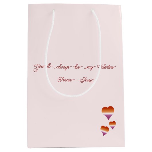 You'll Always Be My Valentine Lesbian Hearts Flag Medium Cadeauzakje (Voorkant)