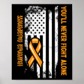 You'll Never Fight Alone Blood Cancer Leukemia Awa Poster (Voorkant)