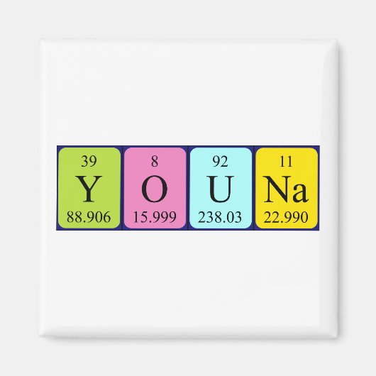 Youna periodieke tabelnaam magnet (Voorkant)