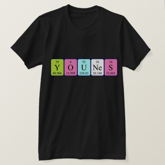 Younes periodiek shirt van de lijstnaam (Design voorkant)