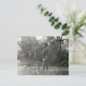 Young Aboriginal huter met speer en woomera Briefkaart (Staand voorkant)