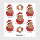 Young African American man with Santa hat cartoon Sticker (Vel)