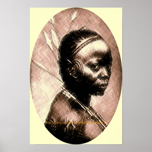 Young African Yuli Ikelemba girl-Cross Hatch art Poster (Voorkant)