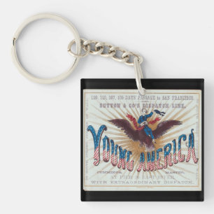 Young America Clipper zeilschip Sleutelhanger