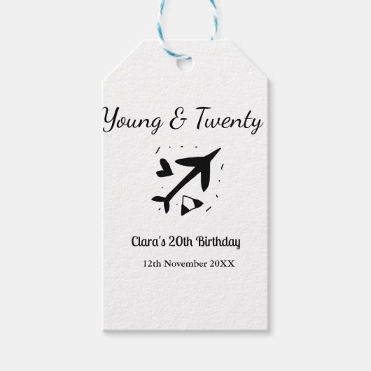 Young and twenty adventure happy birthday add name cadeaulabel (Voorkant)