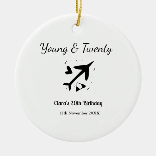 Young and twenty adventure happy birthday add name keramisch ornament (Voorkant)