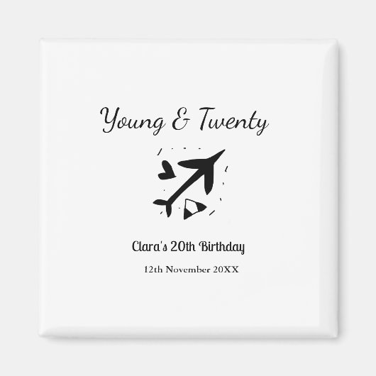 Young and twenty adventure happy birthday add name magneet (Voorkant)