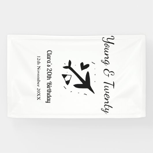 Young and twenty adventure happy birthday add name spandoek (Horizontaal)