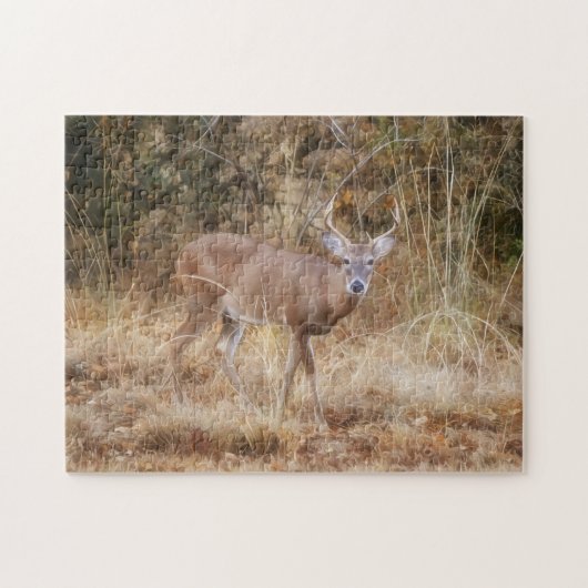 Young and Wild Buck Deer Art Natuur Puzzel Legpuzzel (Horizontaal)
