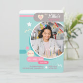 Young at Heart 1 Photo Birthday Invitation Kaart (Staand voorkant)