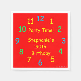 Young at Heart Birthday, Red Clock, Name, Paper Servet