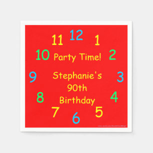 Young at Heart Birthday, Red Clock, Name, Paper Servet